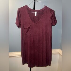 Altar’d‎ State Burgundy V-Neck dress with Pocket faux suede dress Med
